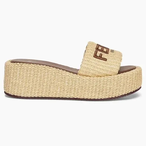 送料関税込◆FENDI◆ FENDI SUNSHINE RAFFIA FLATFORM SANDAL Fendi | Shoes | Fendi Sunshine Logo Embroidered Raffia